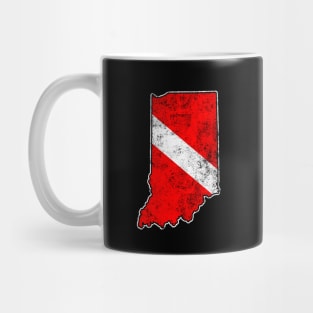 Indiana Dive Flag Scuba Diving State Map Dive Flag Distressed Mug